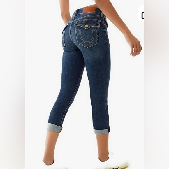 NWT - True Religion Women’s Jennie Curvy Mid Rise Capri Jeans - Size 31 - Picture 3 of 11